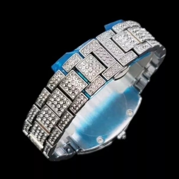 Mens Luxury Iced Simulated Diamond Waterproof Quartz Movement High Fashion Watch - Picture 6 of 10